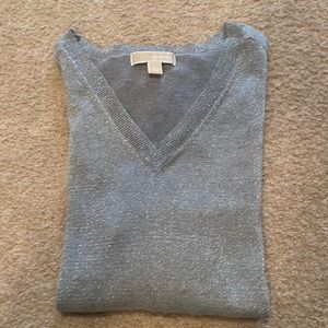 Silver sparkly v neck sweater